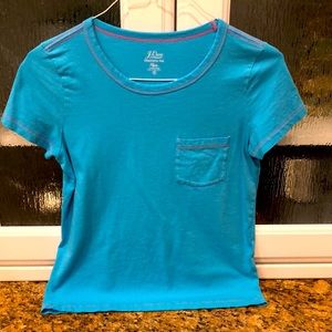 J crew turquoise with pink stitching essential t shirt size s